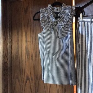 J Crew Ruffle Neck Sleeveless Blouse.